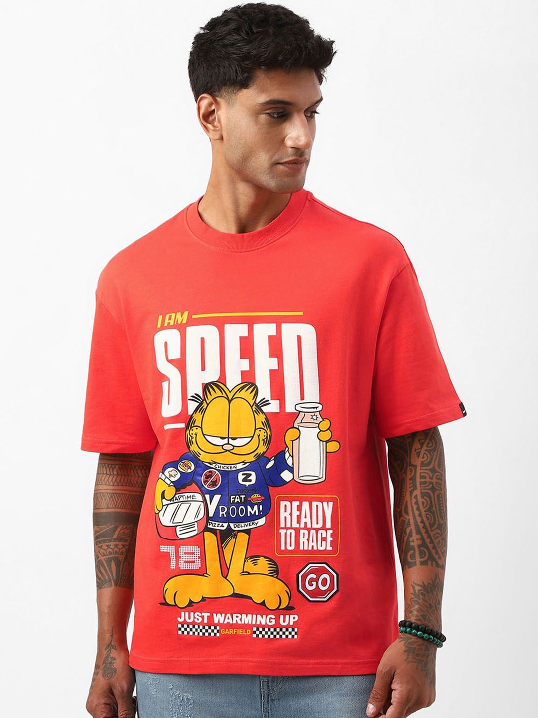 

Bewakoof Heavy Duty Men Printed T-shirt, Red