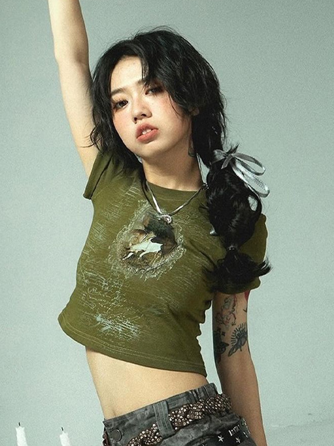 

LULU & SKY Floral Crop Top, Green