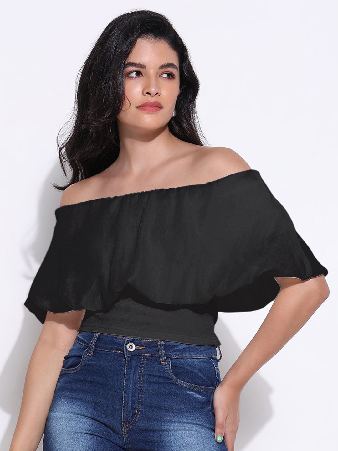 

SHOWOFF Off-Shoulder Puff Sleeve Top, Black