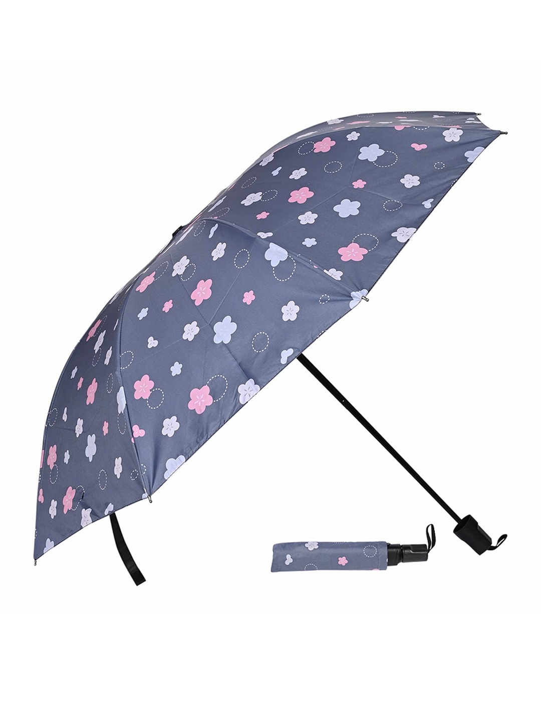 

LOOM LEGACY Manual 3 Fold Self Design Umbrellas, Navy blue