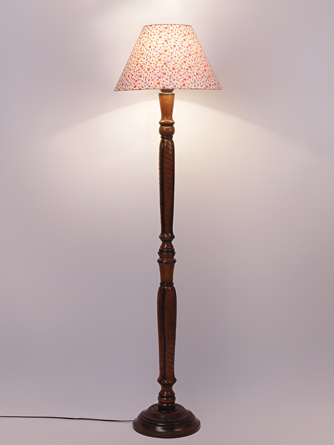 

Devansh Brown & White Printed Wooden Floor Lamp