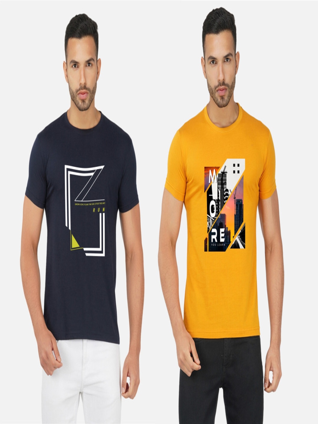 

GLOBAL NOMAD Men 2 Printed Bio Finish Pockets T-shirt, Navy blue
