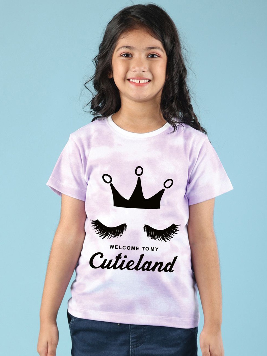 

NUSYL Girls Printed T-shirt, Purple