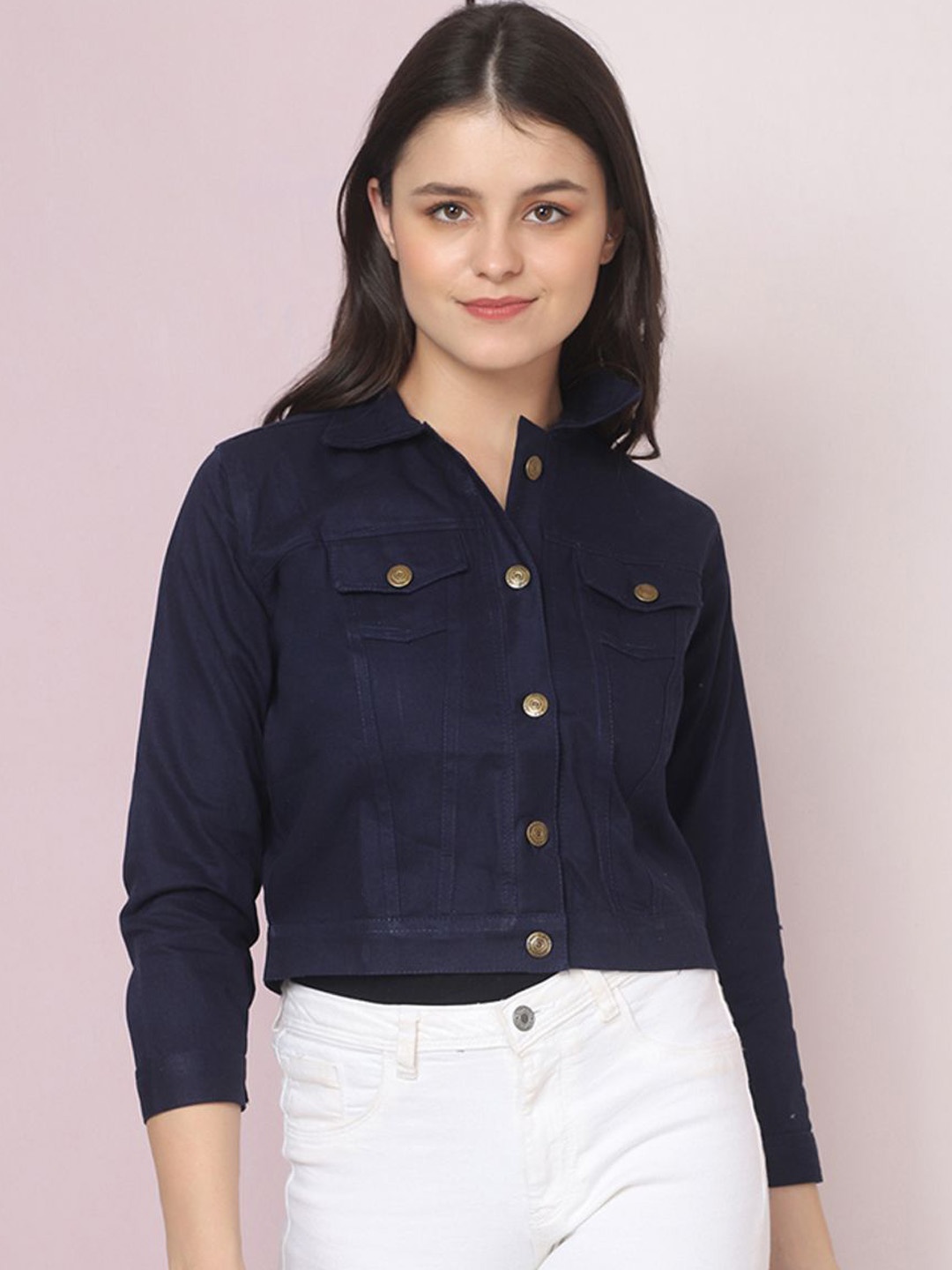 

DIMPY GARMENTS Women Lightweight Denim Jacket, Navy blue