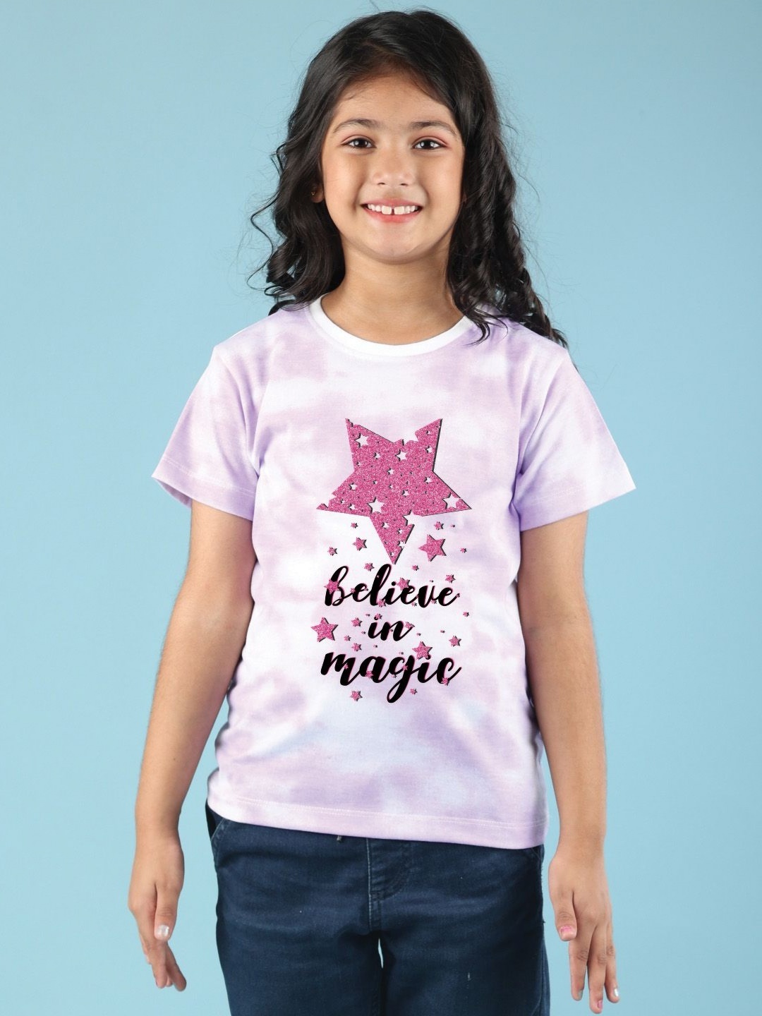 

NUSYL Girls Printed T-shirt, Purple