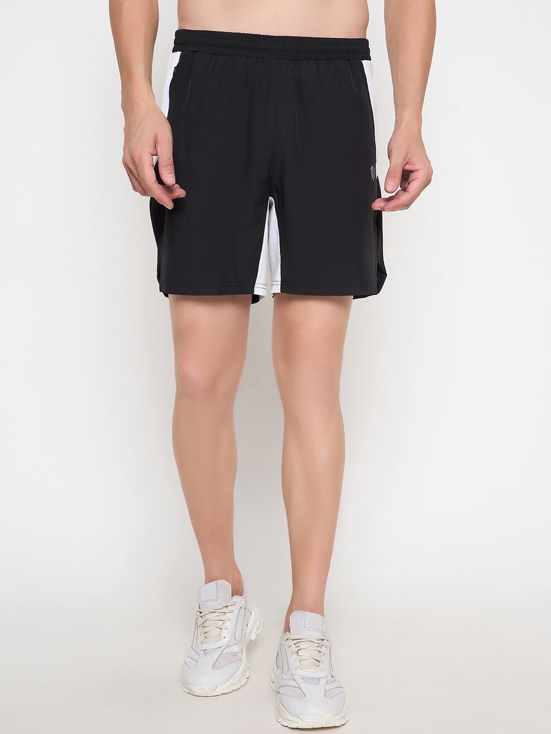 

John Players Men Colourblocked Running Sports Shorts with Technology, Black