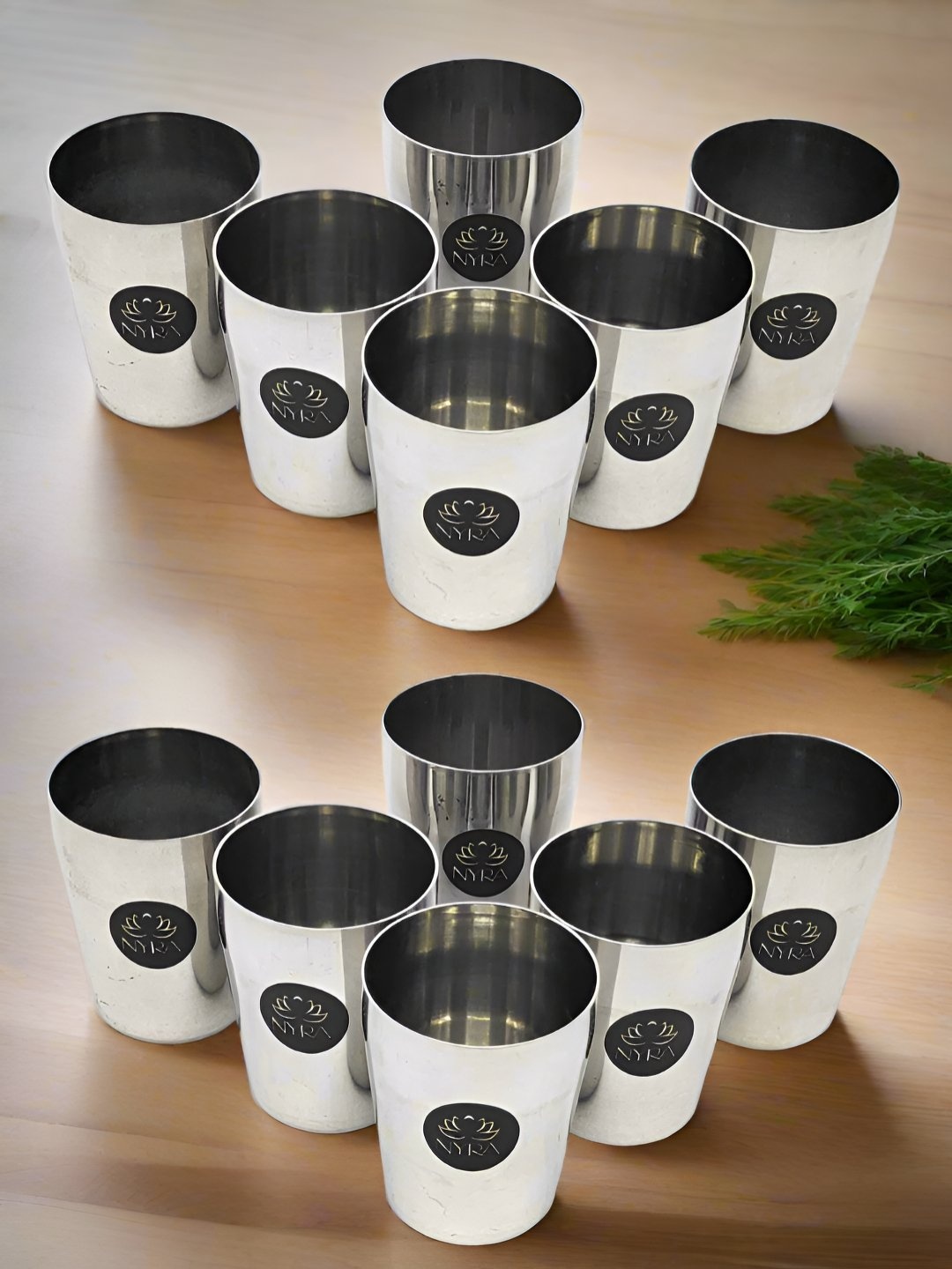 

Nyra Kitchenware Silver-Toned 12 Pieces Stainless Steel Water Glasses-180ml Each