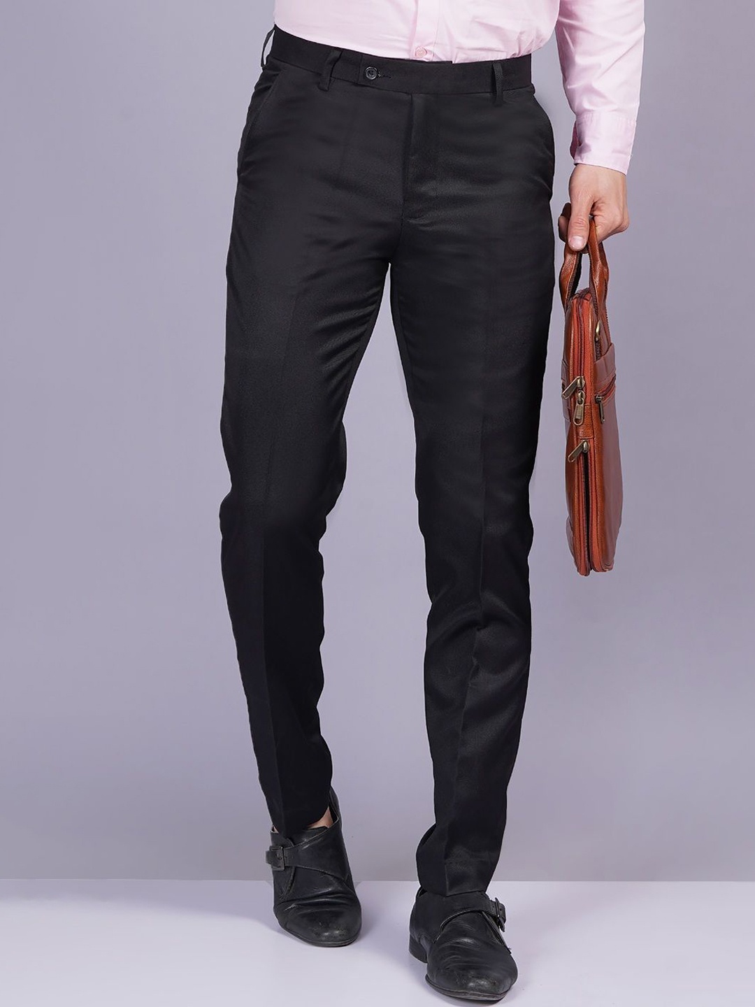 

GLAUCUS Men Easy Wash Trousers, Black