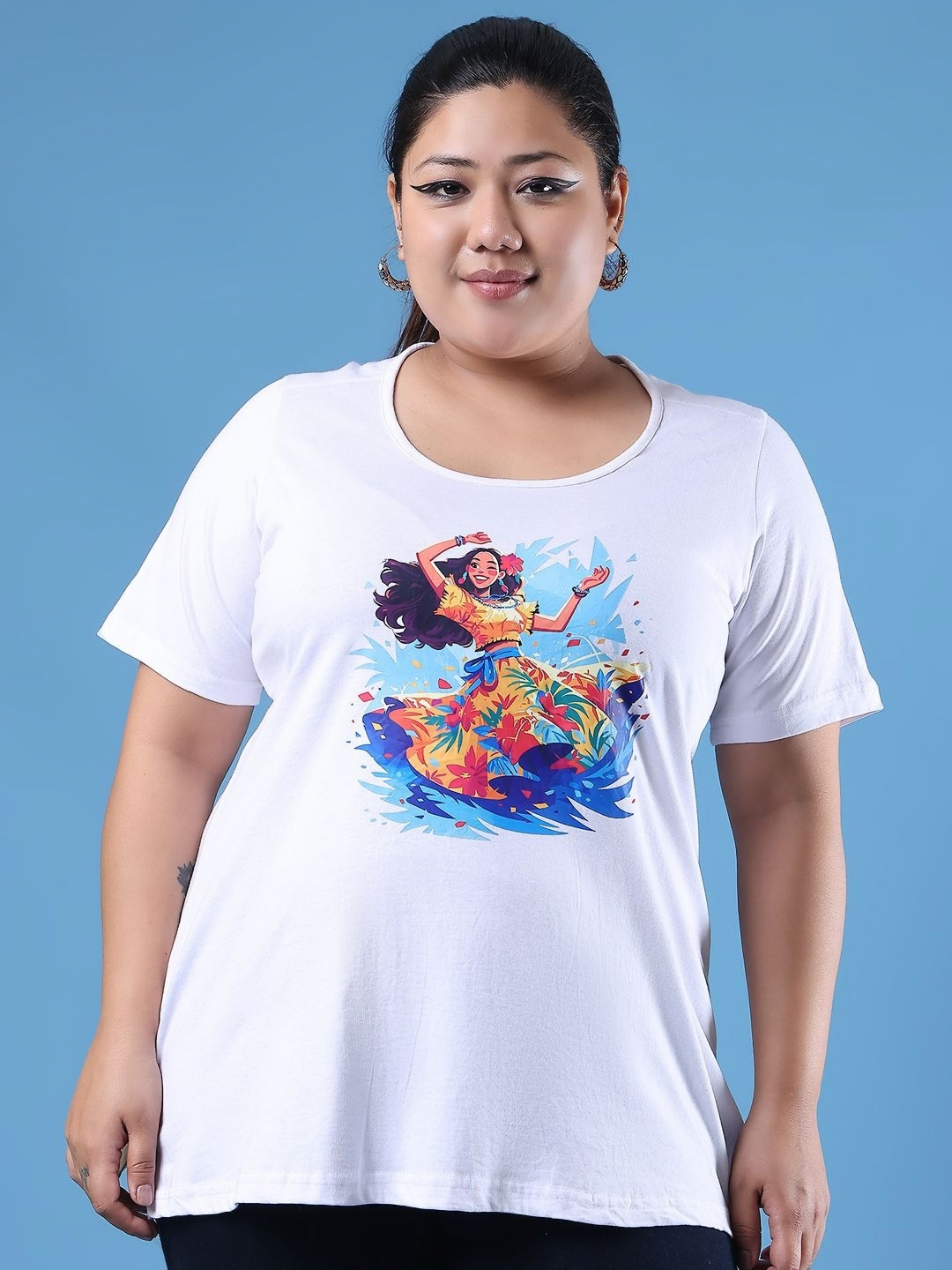 

theRebelinme Women Printed T-shirt, White
