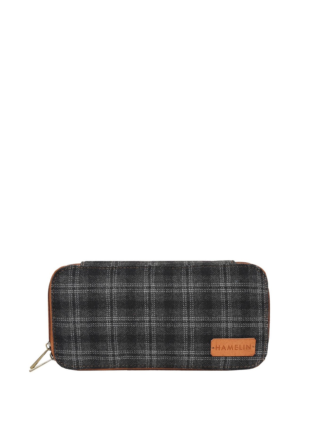 

HAMELIN Checked Structured Handheld Bag with, Grey
