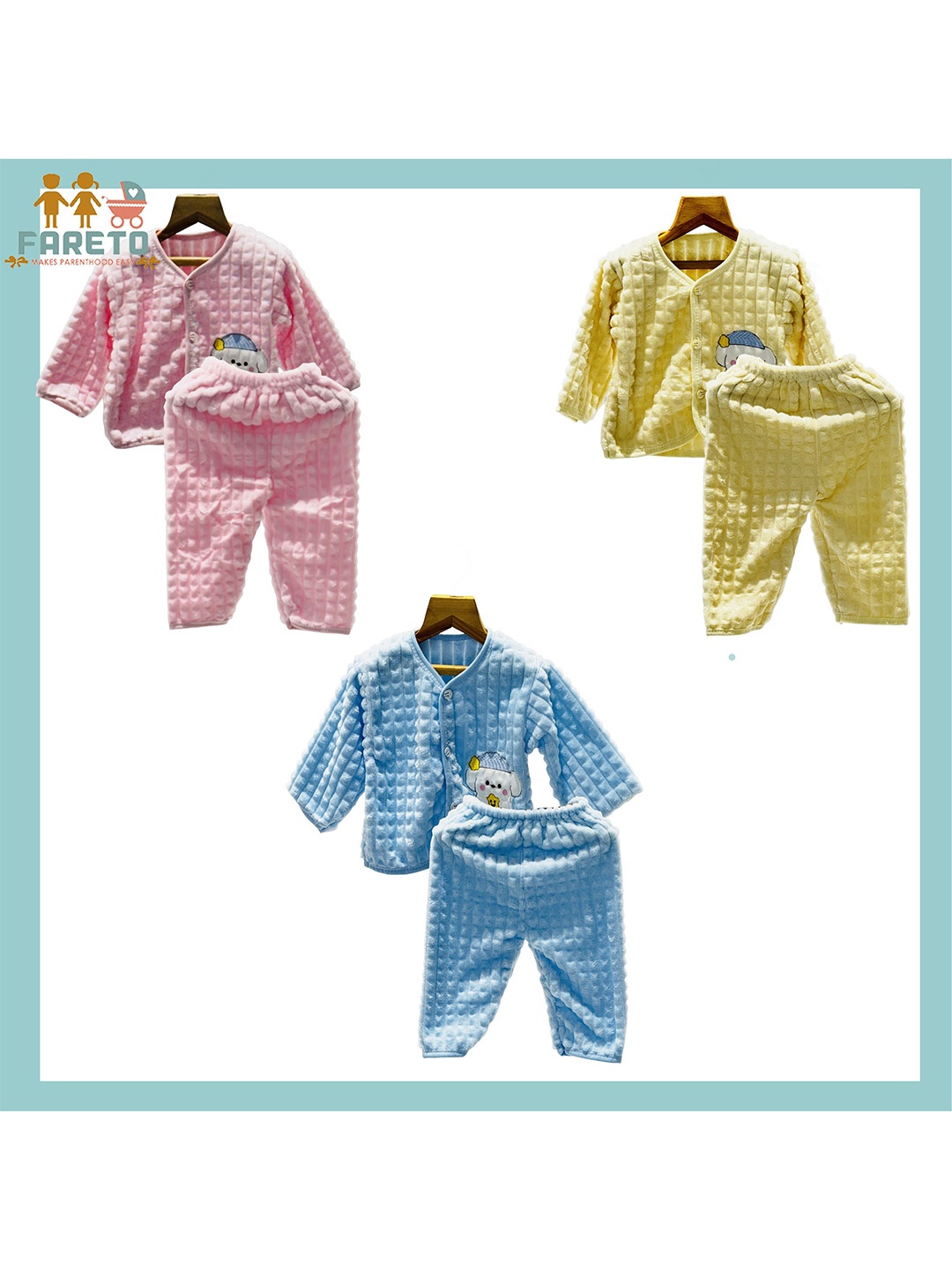 

Fareto Unisex Kids Pack Of 3 Clothing Set, Blue