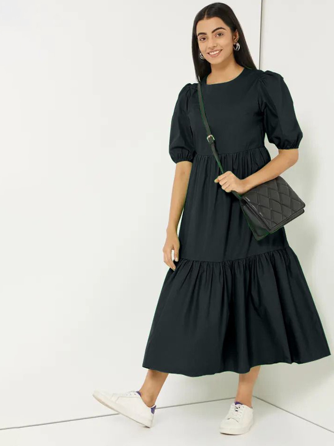 

Raiyani Fashion Women Fit & Flare Midi Dress, Black