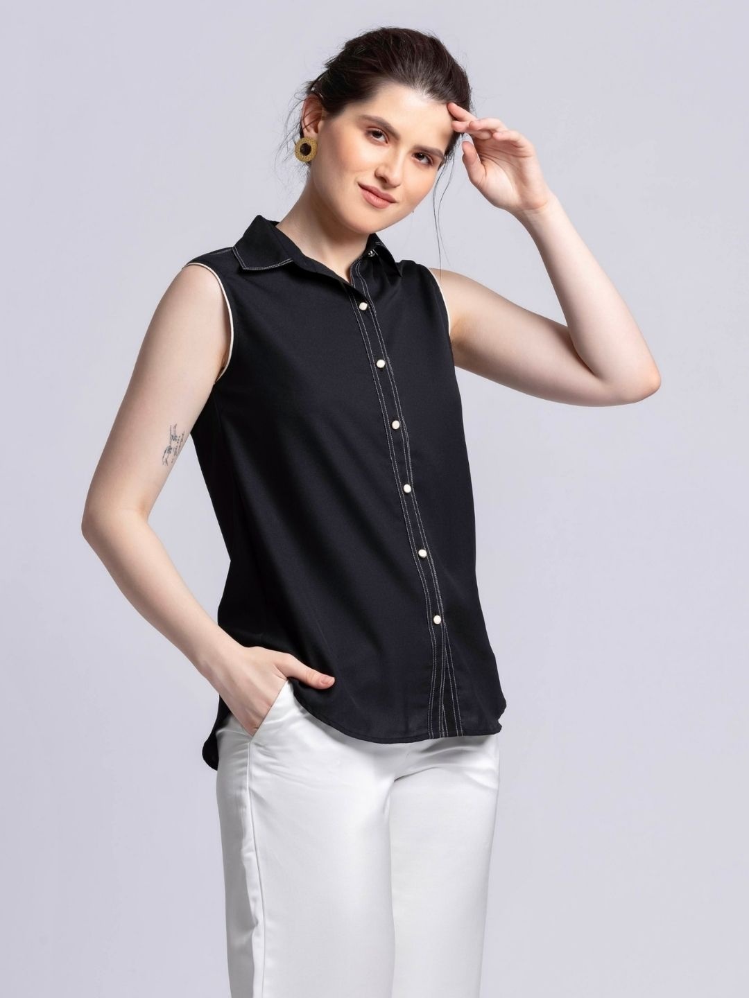 

JULO Women Standard Opaque Casual Shirt, Black