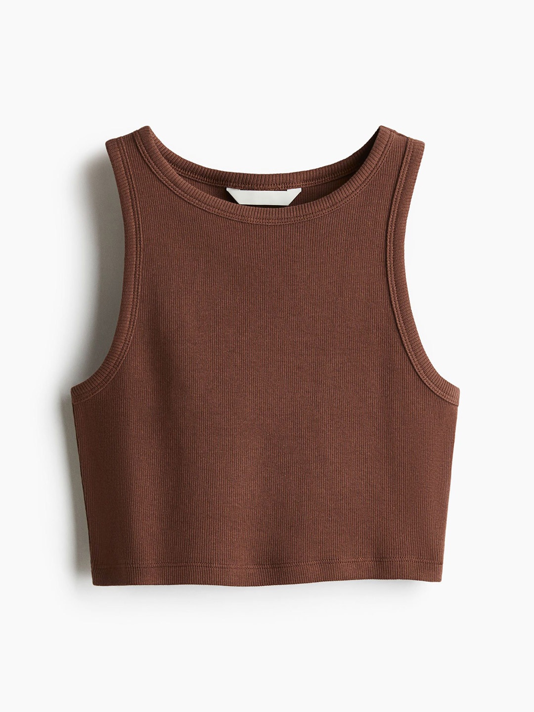 

H&M Cropped Vest Top, Brown