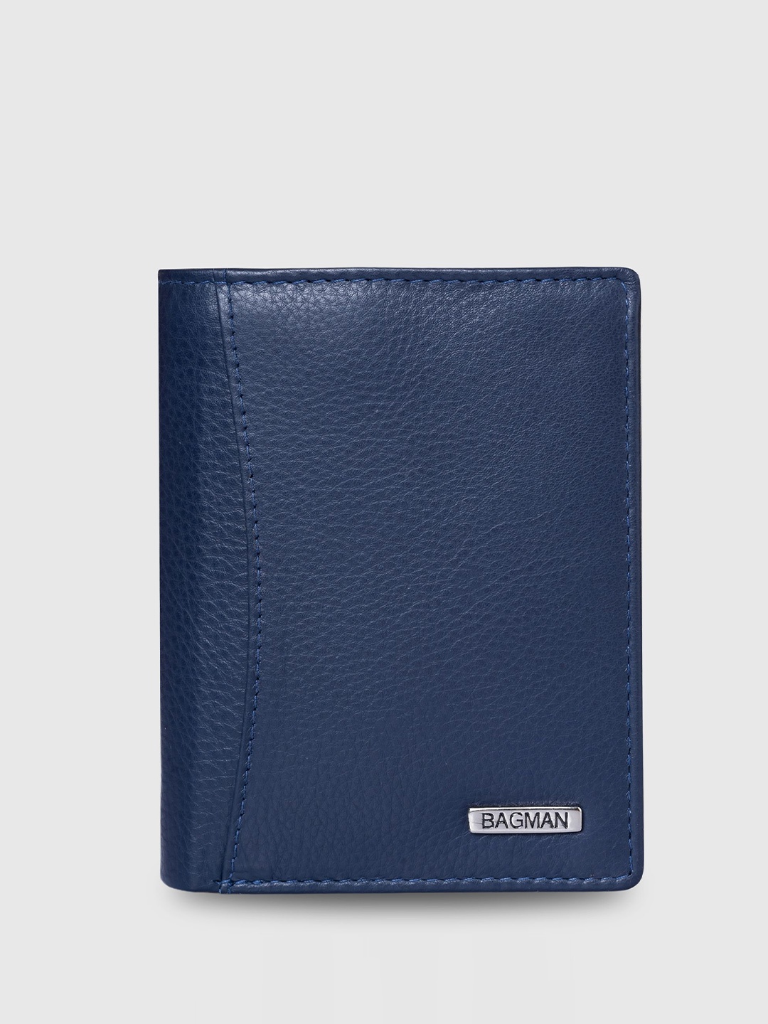 

BAGMAN Men Leather Two Fold Wallet, Blue