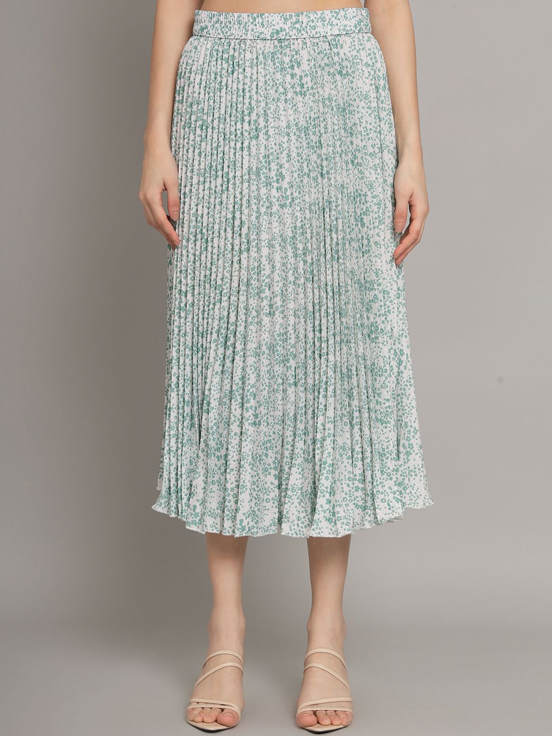 

OTABU Pleated A-Line Midi Skirt, Sea green