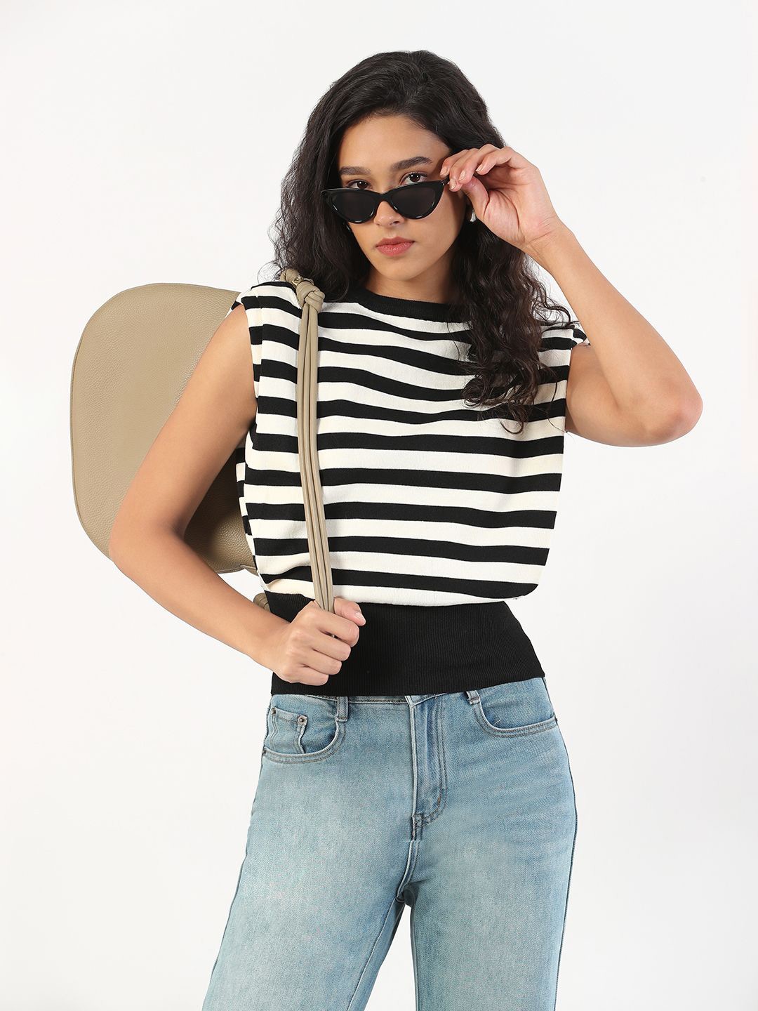 

SHOWOFF Striped Top, Black