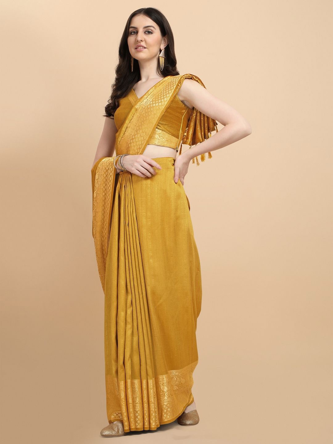 

Suha Woven Design Zari Art Silk Saree, Mustard