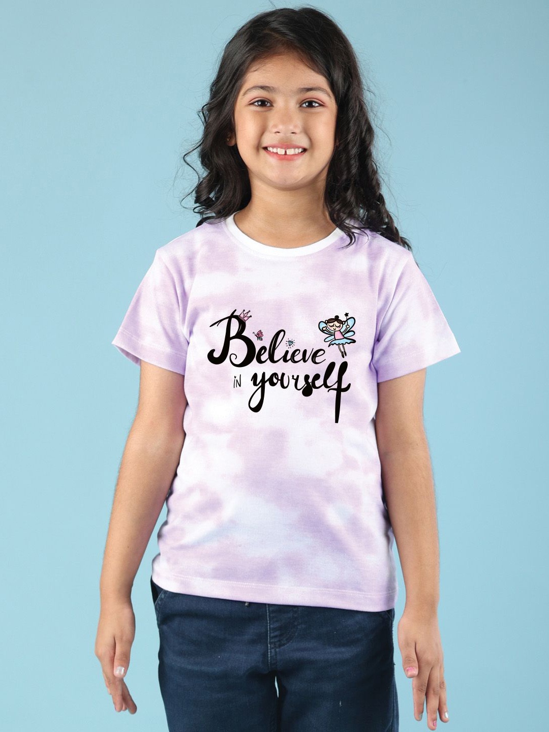 

NUSYL Girls Printed T-shirt, Purple