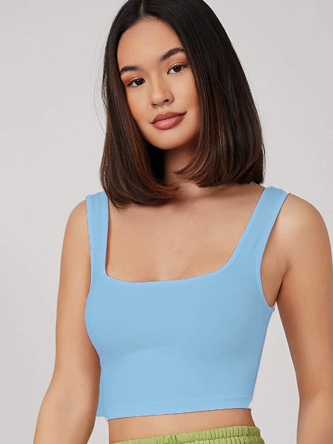 

Istyle Can Tank Crop Top, Blue