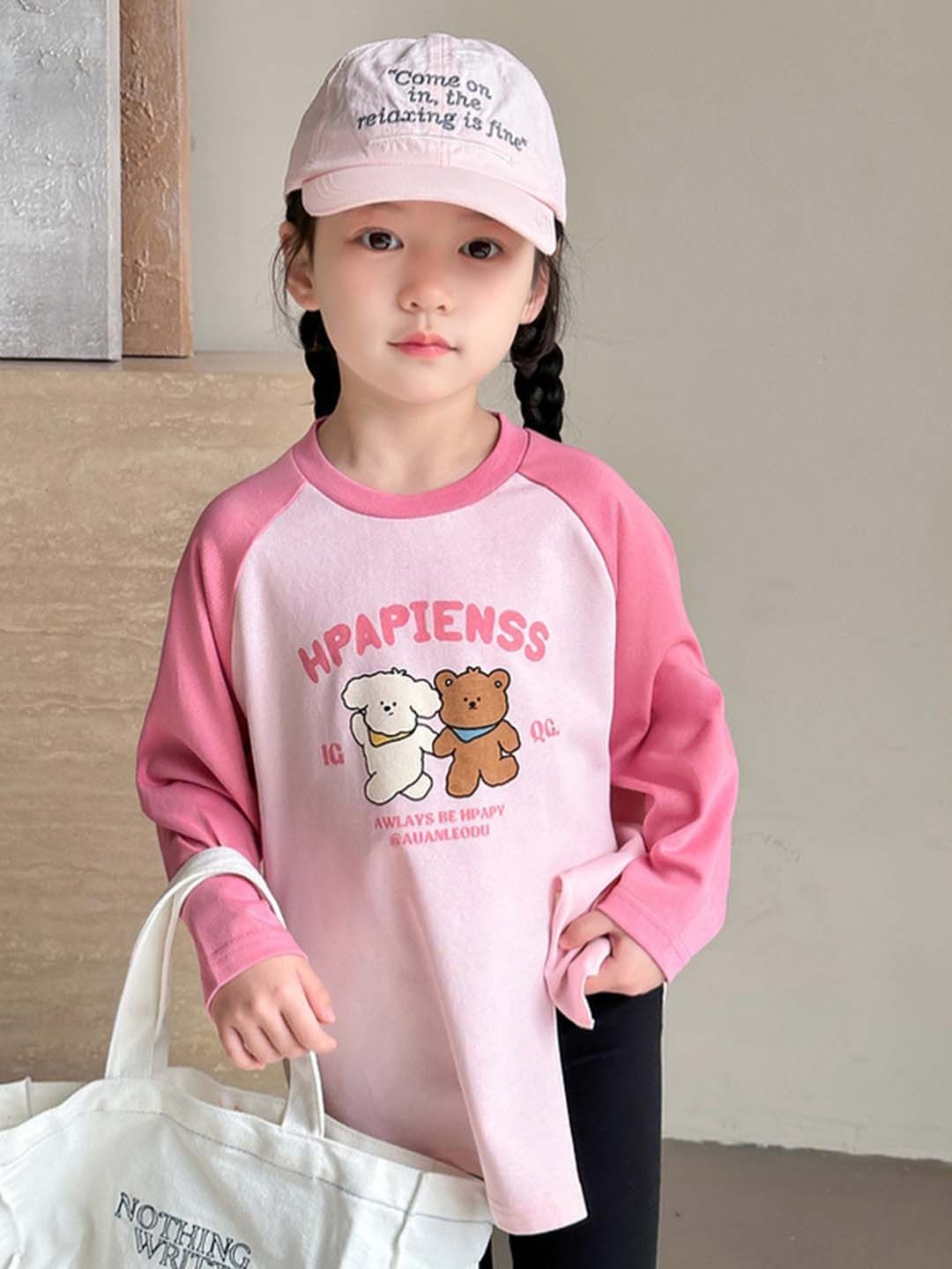 

LULU & SKY Girls Printed Applique T-shirt, Pink