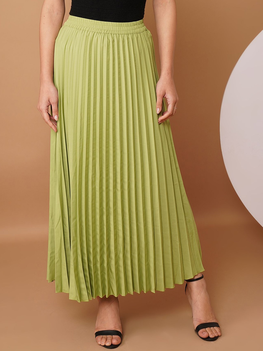 

Chemistry Pleated Flared Maxi Skirt, Green