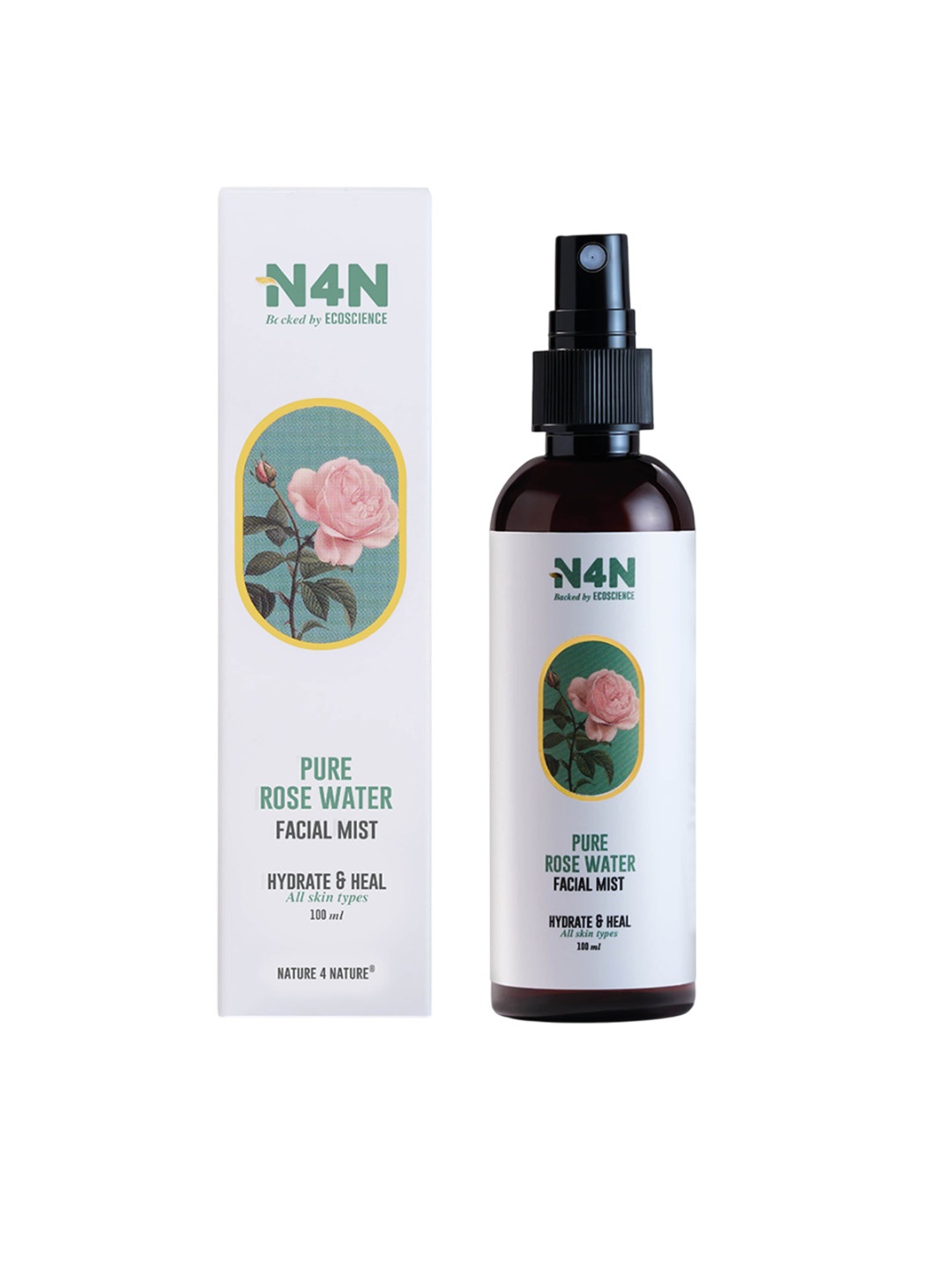 

NATURE4NATURE Backed by ECOSCIENCE Pure Rose Water Hydrate & Heal Facial Mist - 100 ml, Transparent