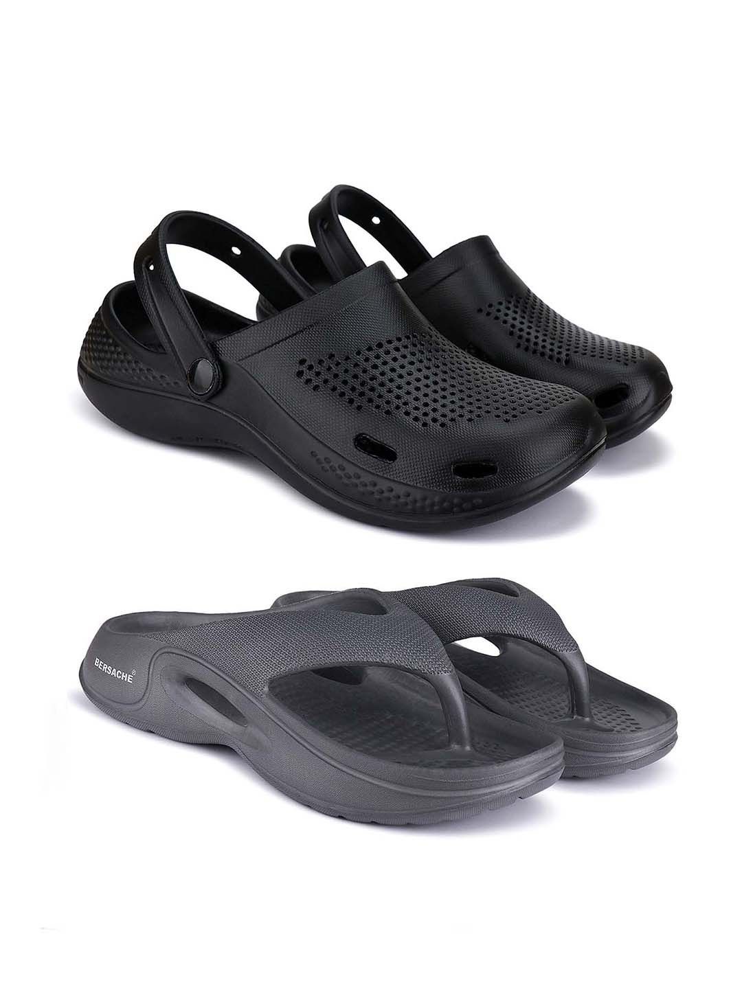 

BERSACHE Men Clogs, Black