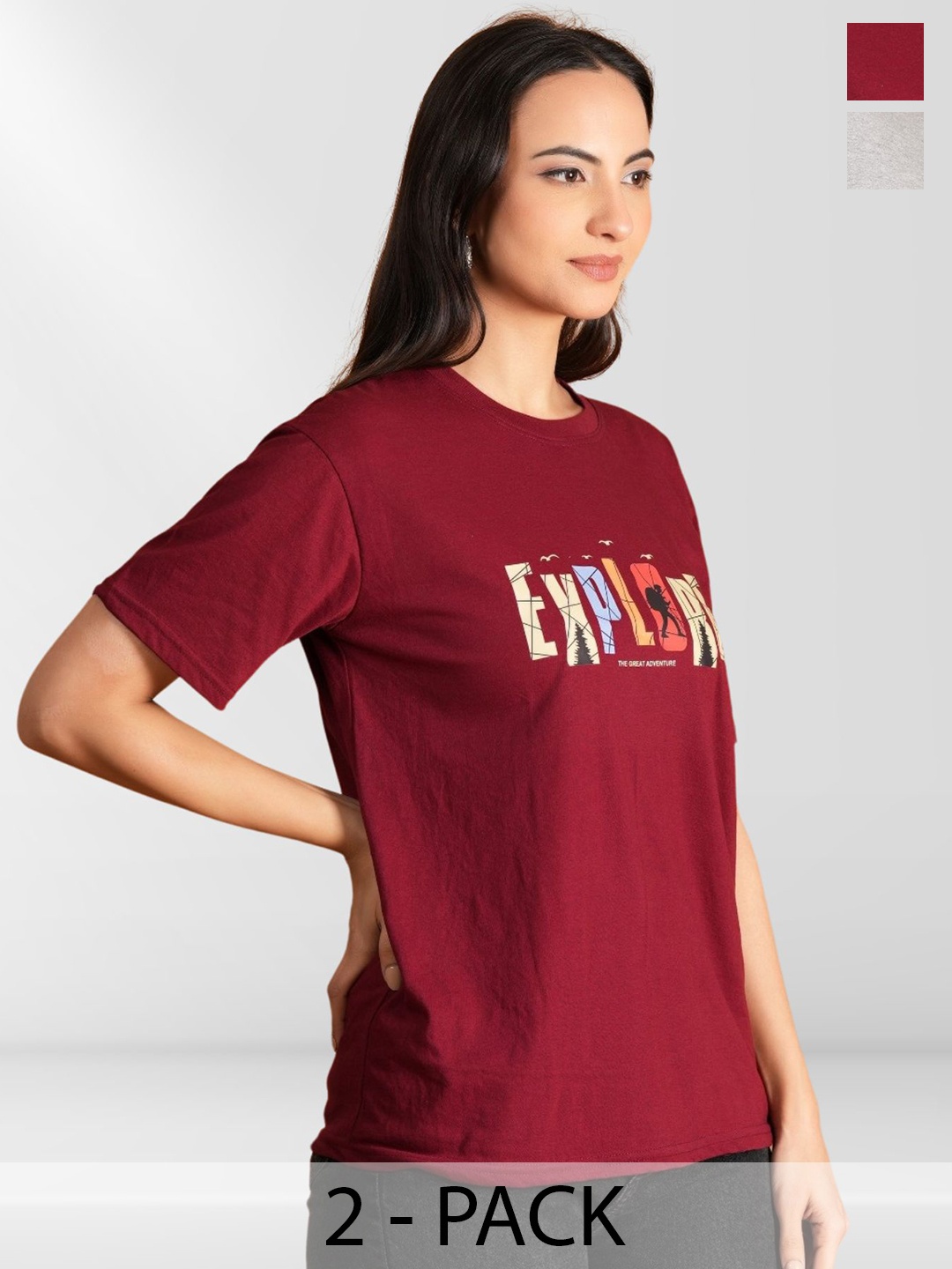 

NEYSA Women Typography 2 Printed Applique T-shirt, Multi