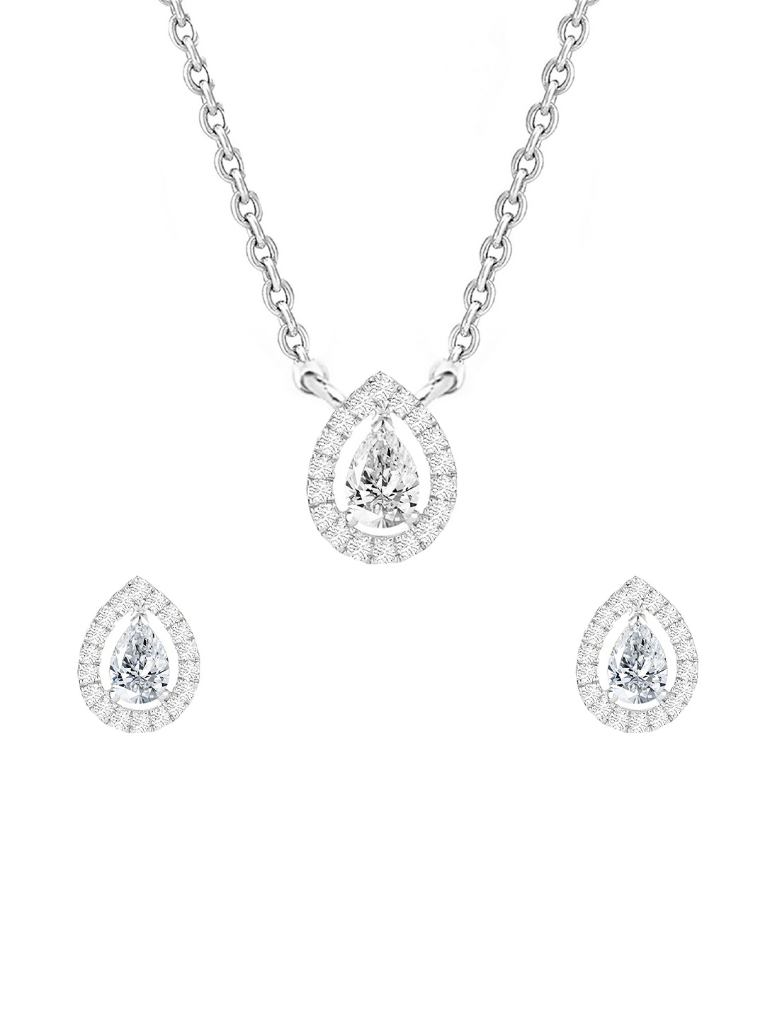 

MINUTIAE Silver-Plated Crystals Studded Jewellery Set