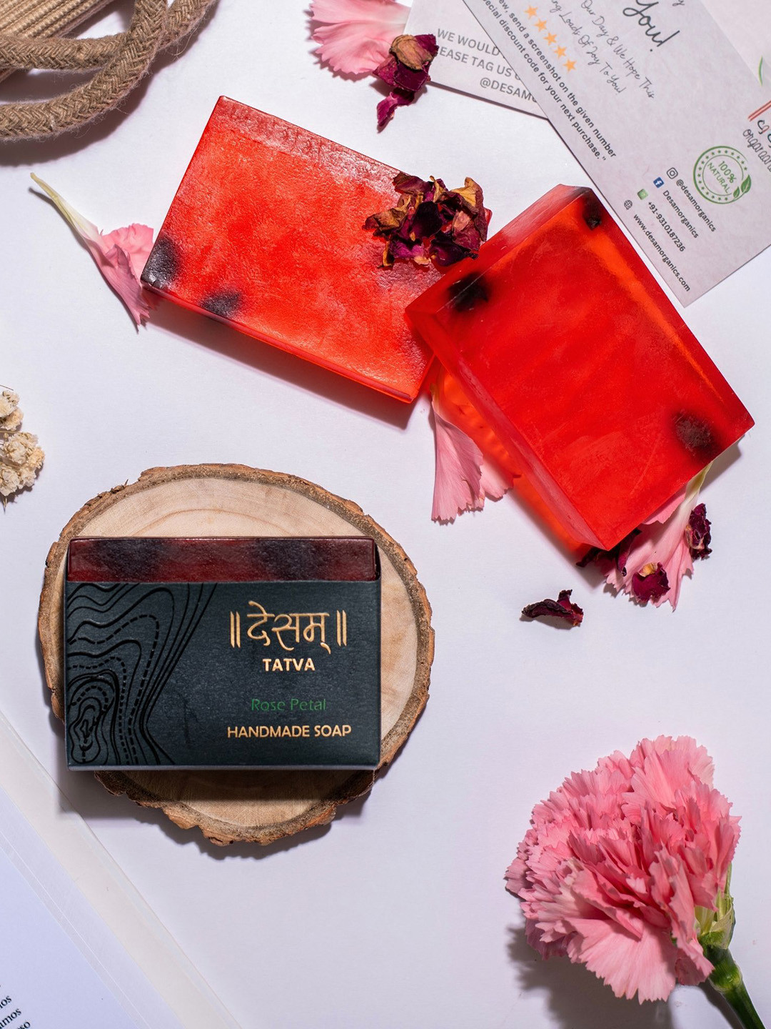 

Desam Organics Rose Petal Handcrafted Soap Bar - 100 g, Red
