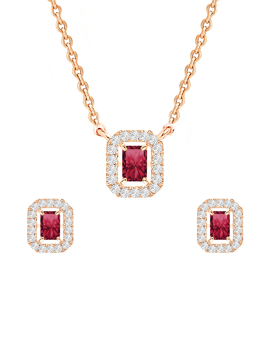 

MINUTIAE Rose Gold-Plated Crystals Studded Jewellery Set