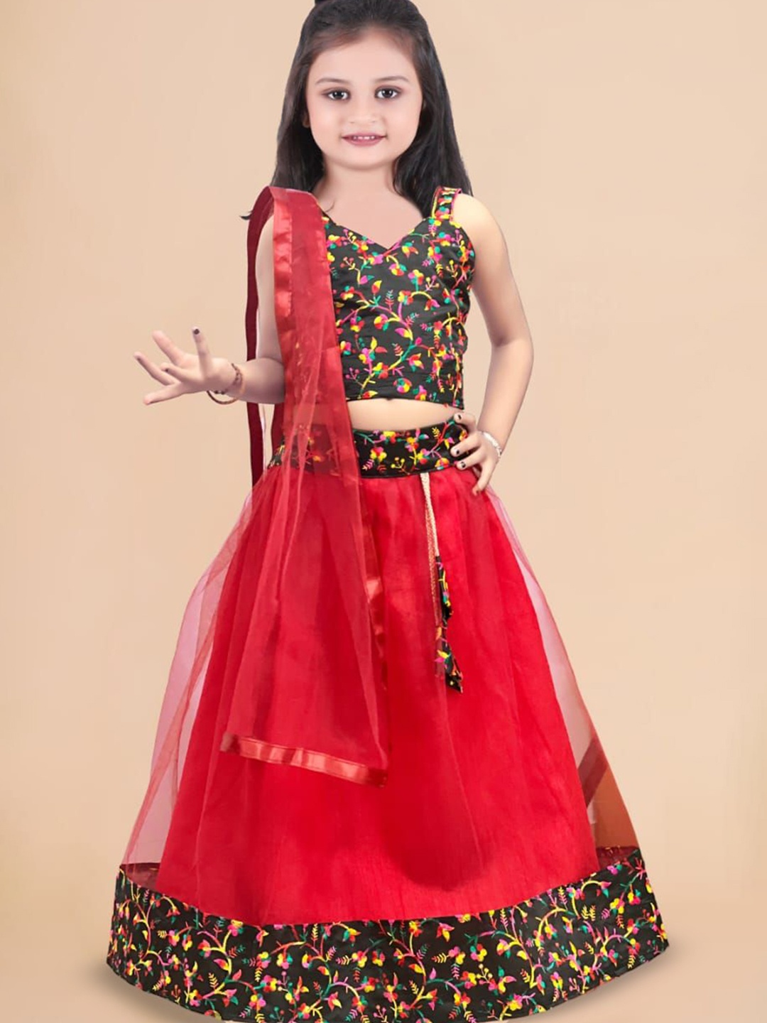 

Sainur creation Girls Embroidered Ready to Wear Lehenga & Blouse With Dupatta, Maroon