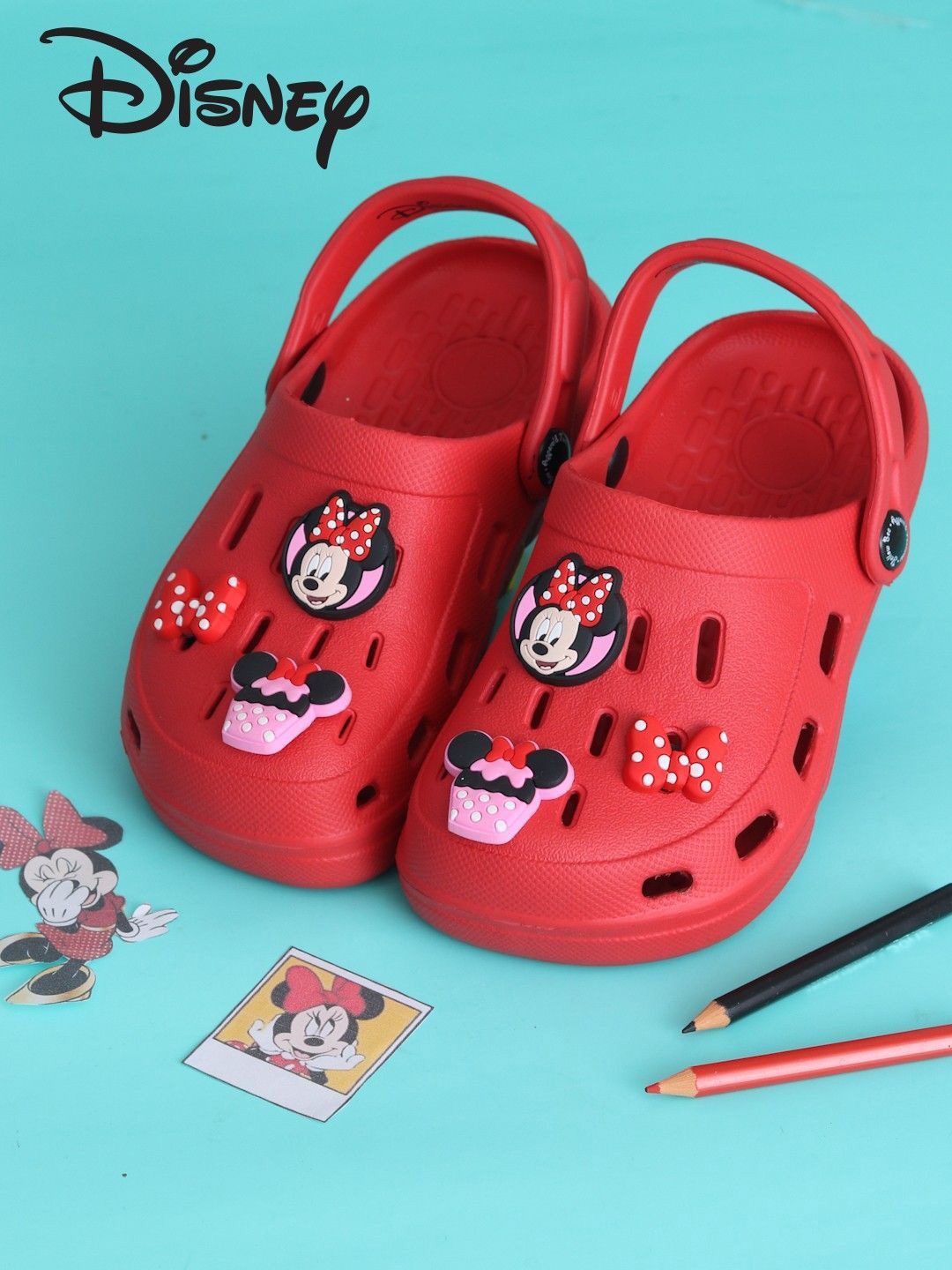 

Yellow Bee Girls Minnie Mouse Clogs, Red