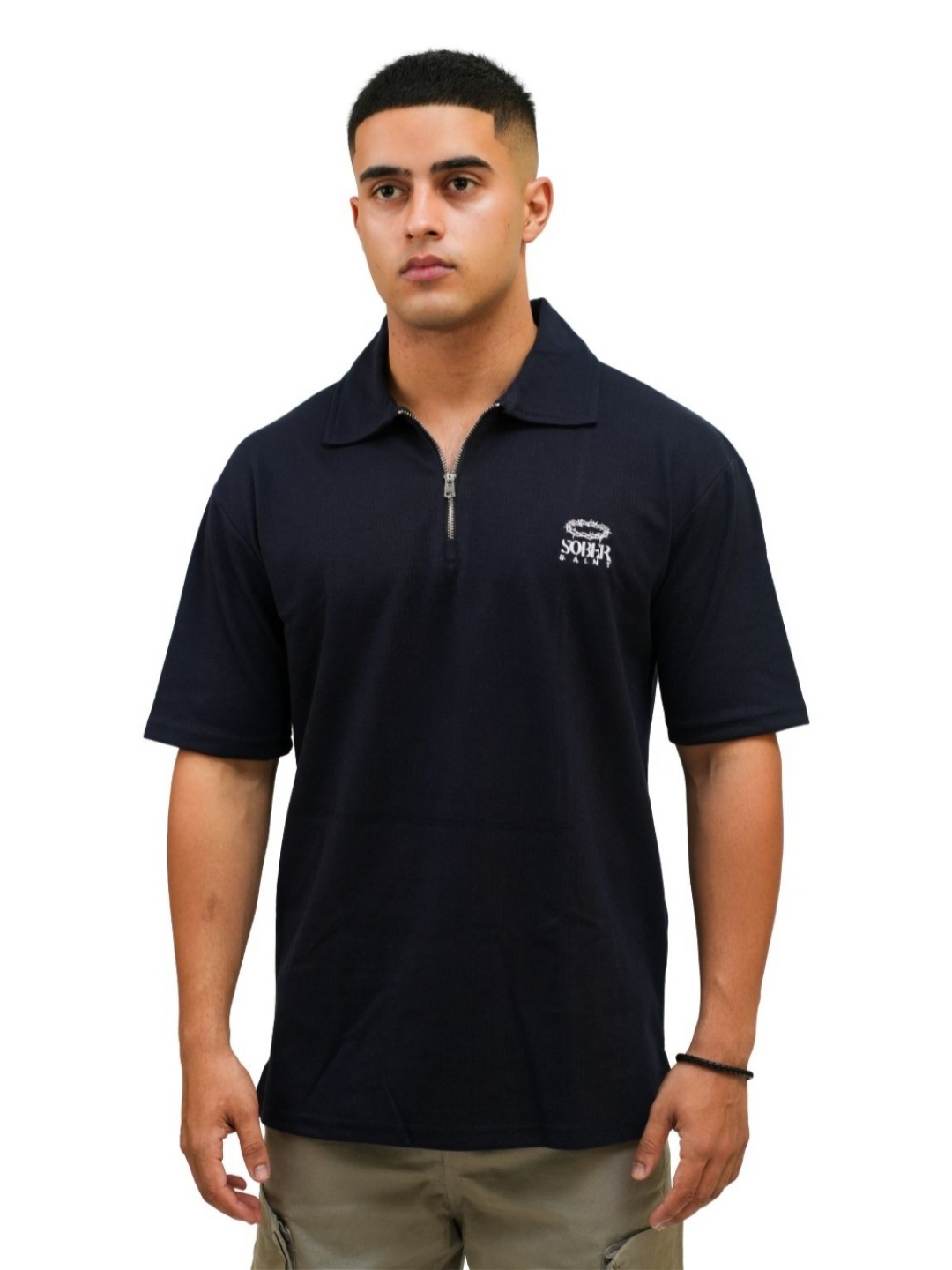 

SOBERSAINT Men Polo Collar T-shirt, Navy blue