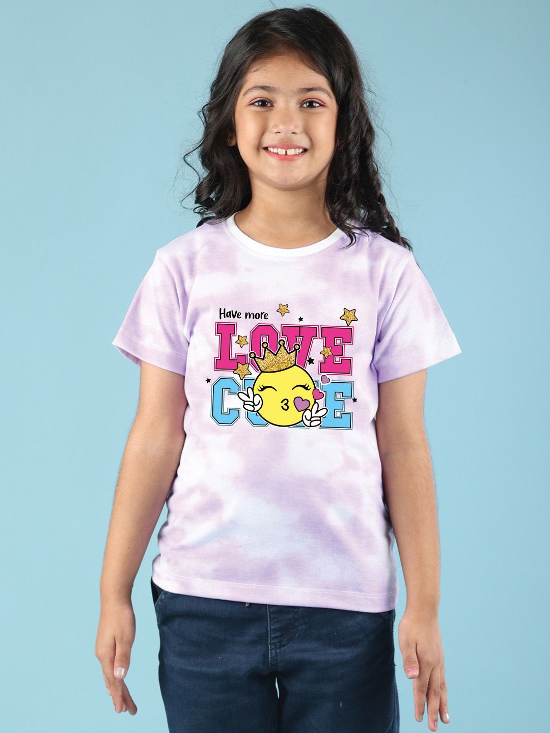 

NUSYL Girls Printed T-shirt, Purple