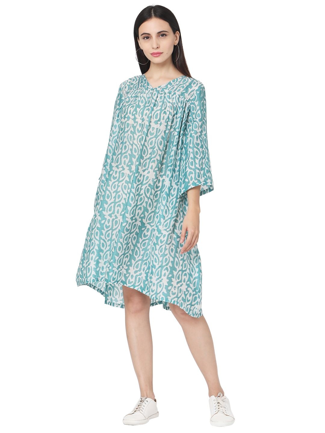 

The Roadster Lifestyle Co Printed Flared Mini Western Dress, Blue
