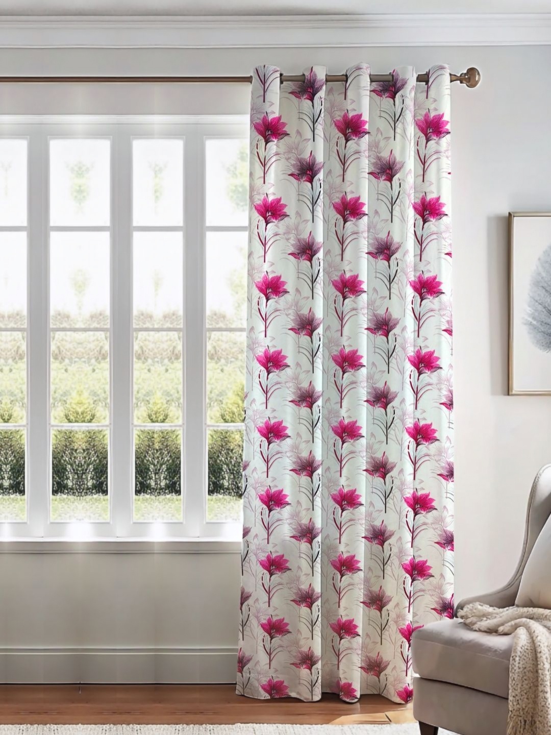 

Kanodia Poly Fab White & Pink Floral Door Curtain