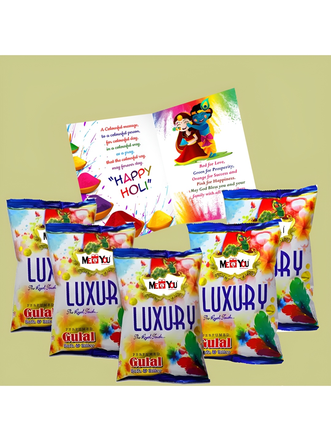 

ME & YOU Set Of 5 Holi Colors With Greetind Card, Multi