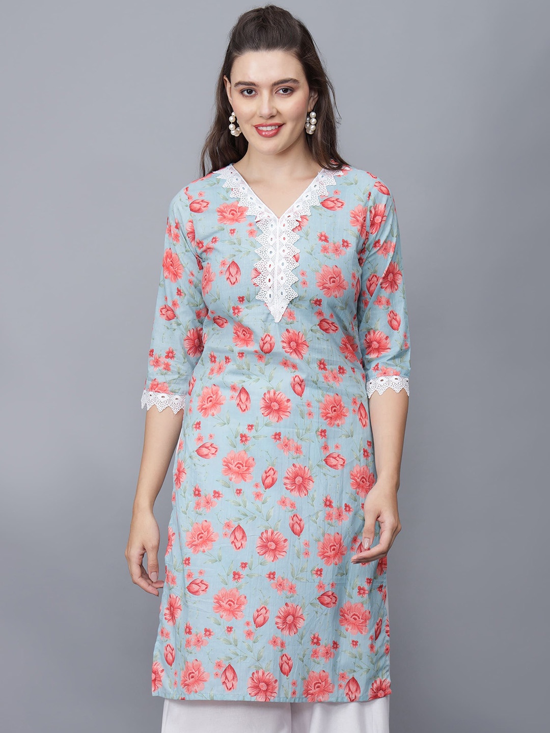 

ETRAANA Pure Cotton Kurti, Blue