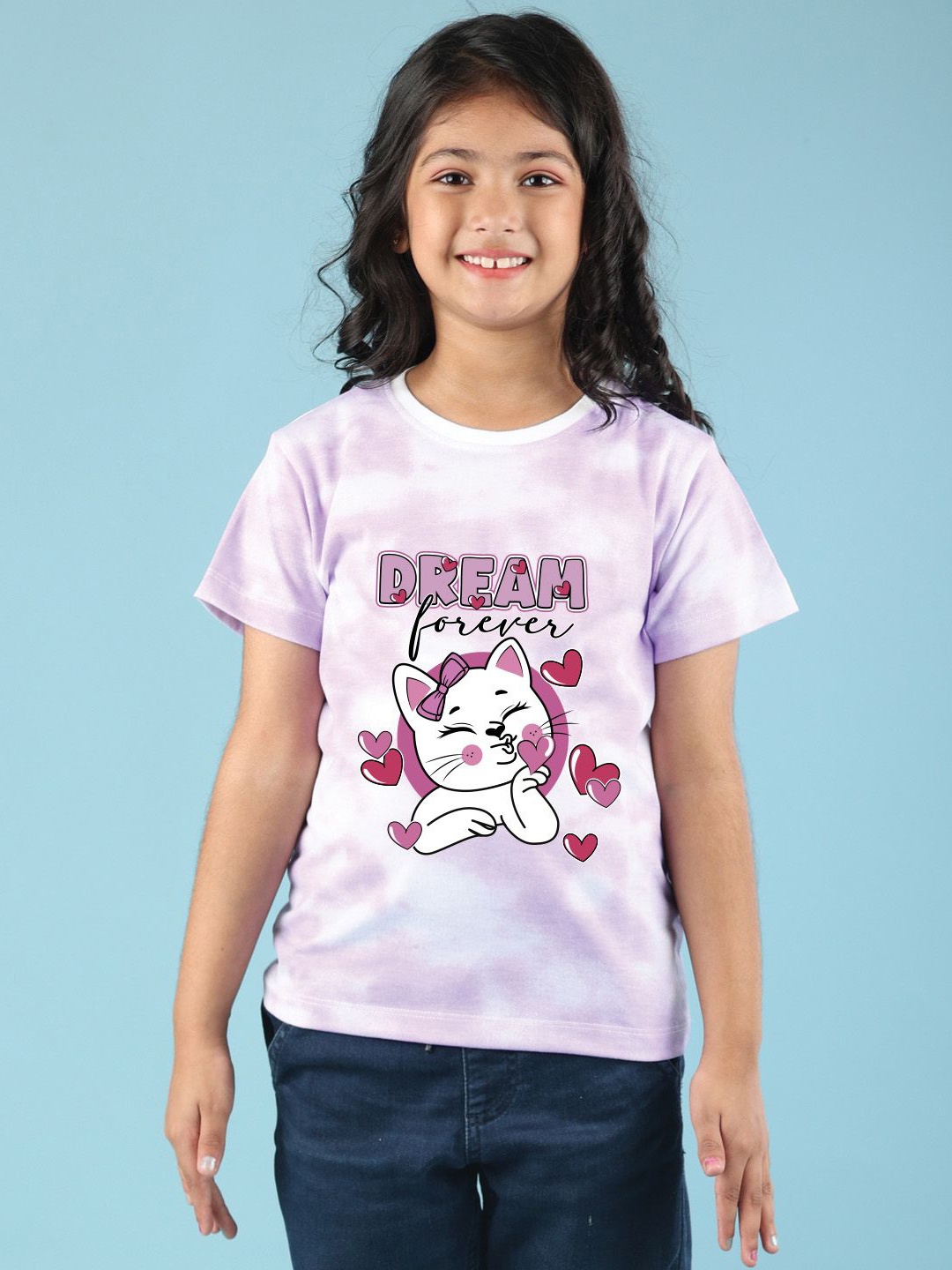

NUSYL Girls Printed T-shirt, Purple