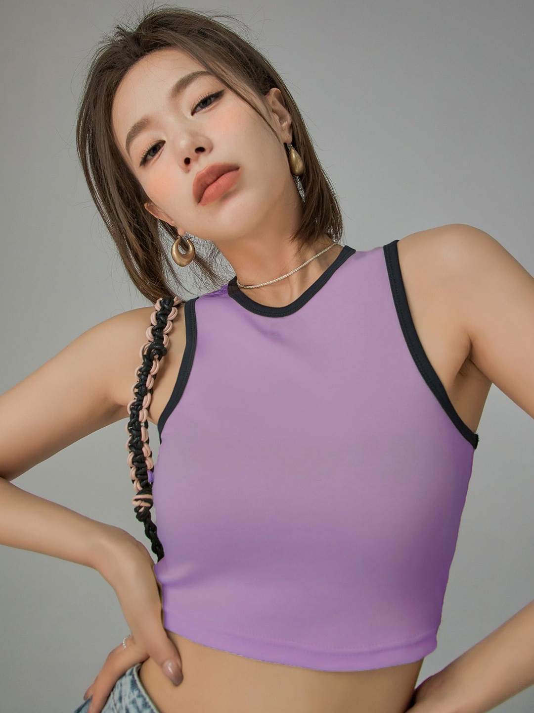 

Istyle Can Tank Crop Top, Lavender