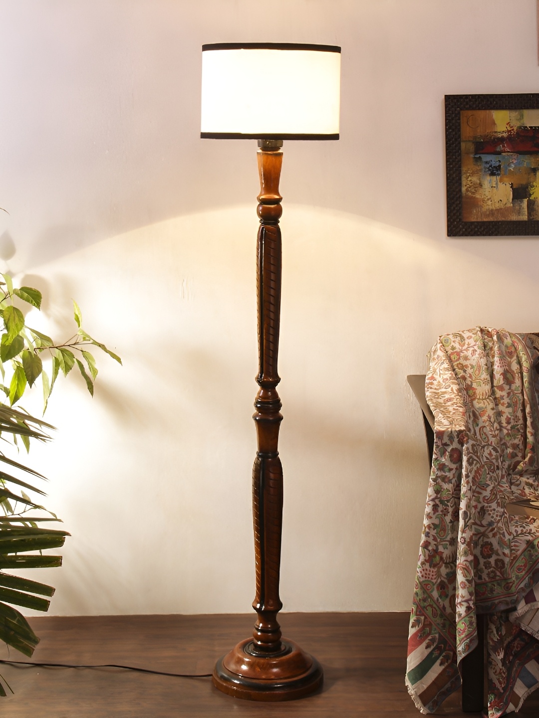 

Devansh Brown & White Wooden Floor Lamp