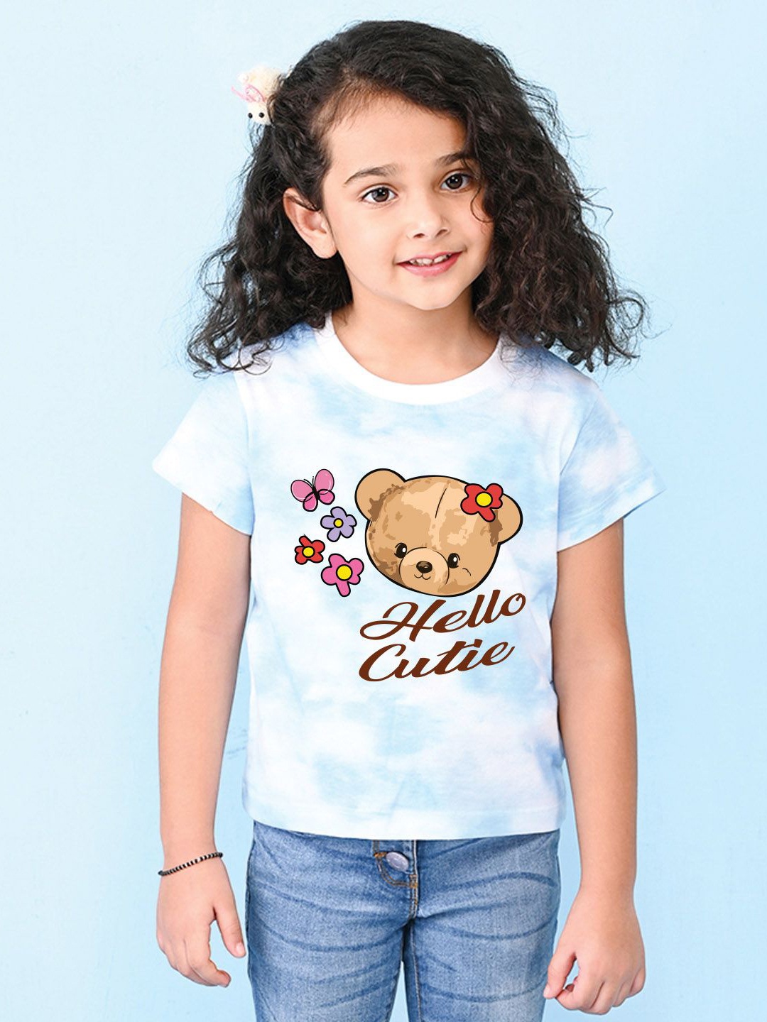 

NUSYL Girls Printed T-shirt, Blue