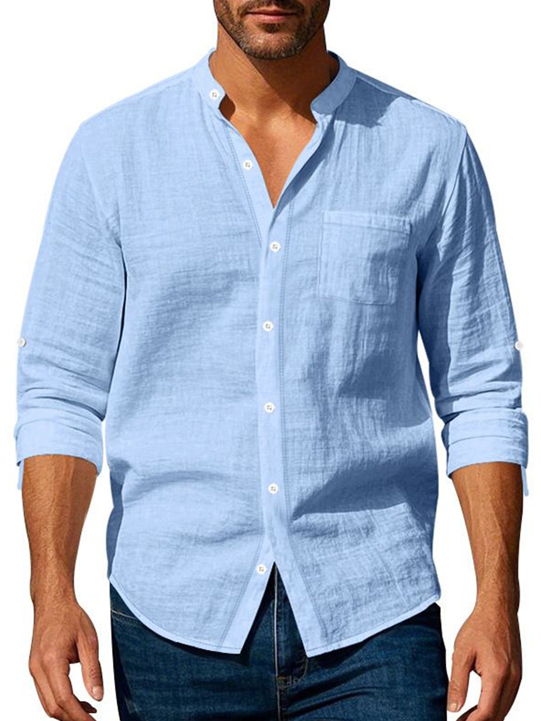

StyleCast x Revolte Men Opaque Casual Shirt, Blue