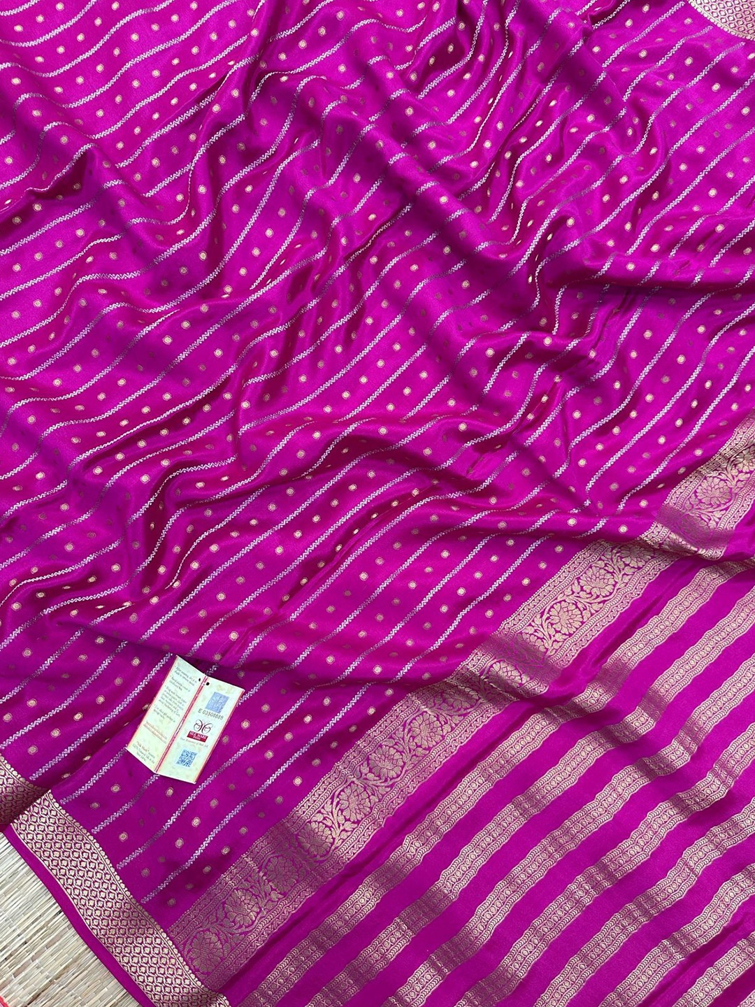 

SANJAR CREATION Woven Design Zari Pure Crepe Mysore Silk Saree, Pink