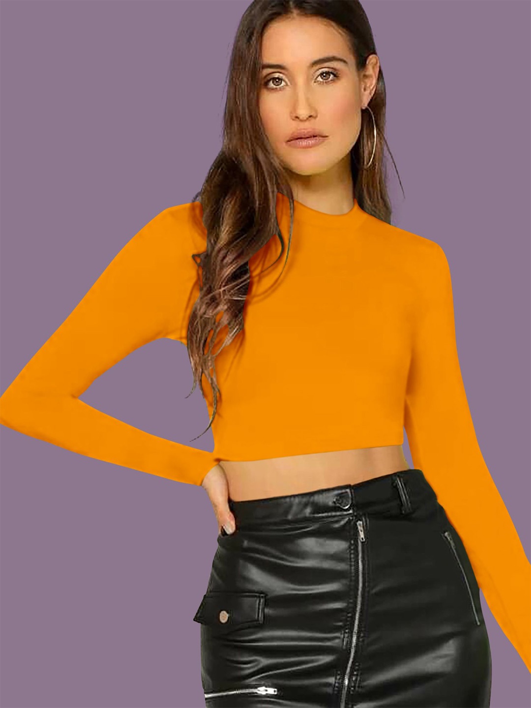 

Dream Beauty Fashion Solid Crew Neck Fitted Crop Top, Yellow