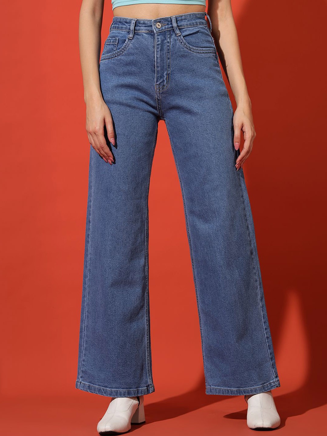 

AECK Women Straight Fit Jeans, Blue