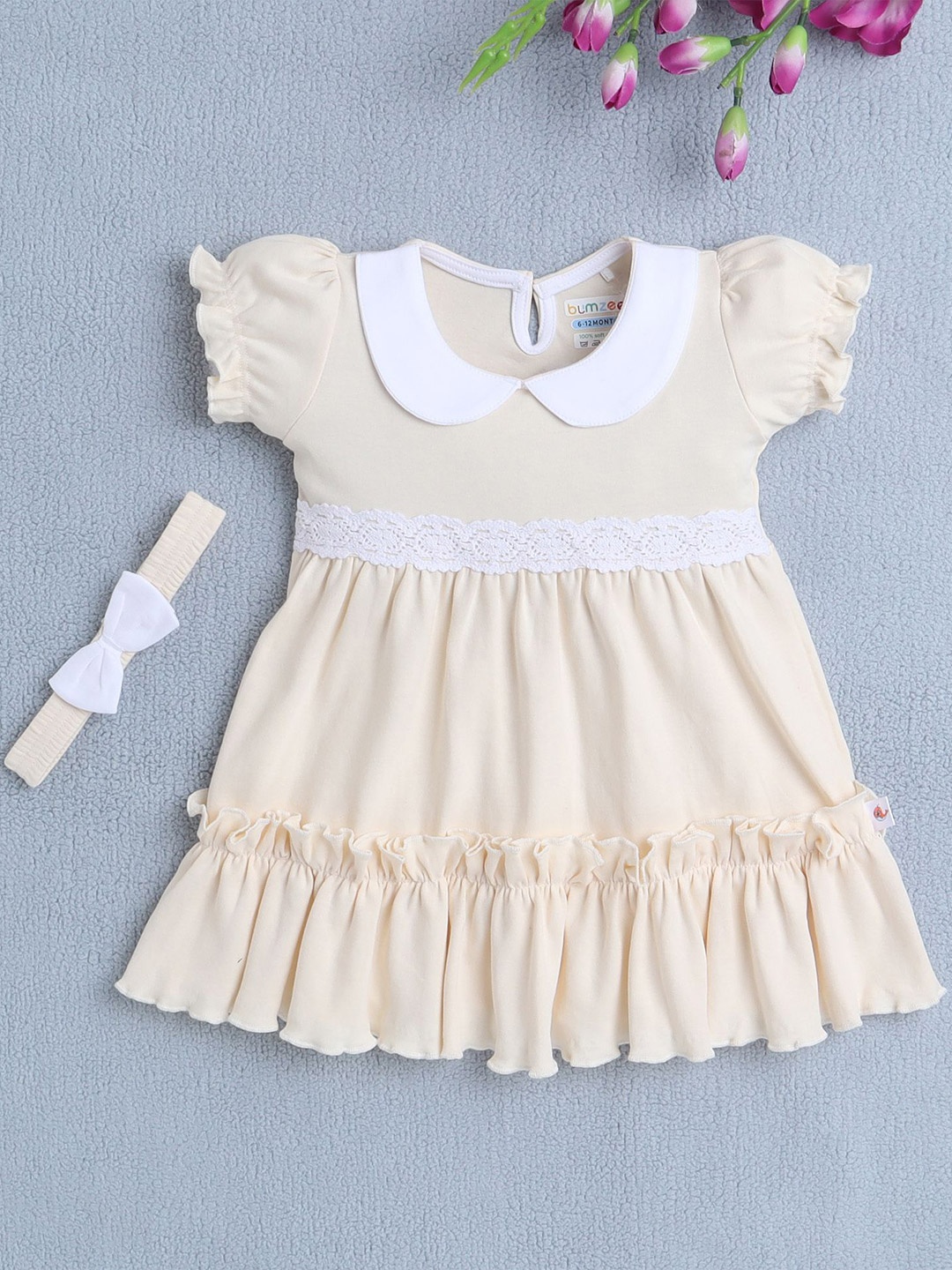 

BUMZEE Embellished Peter Pan Collar A-Line Dress, Beige