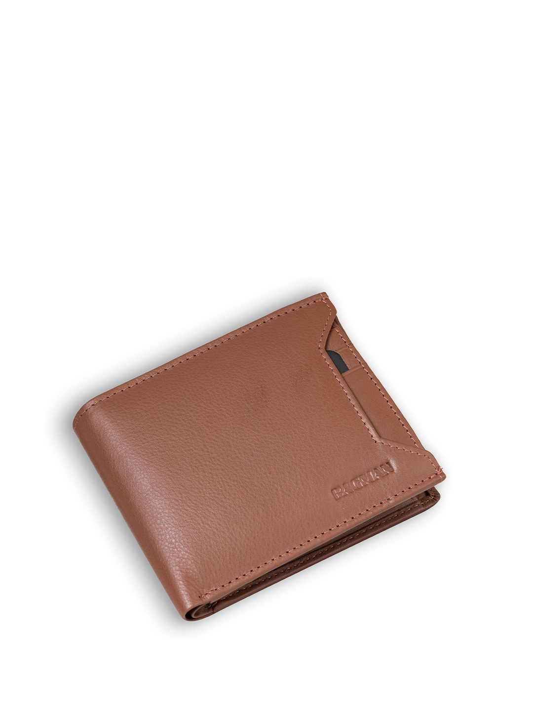 

BAGMAN Men Leather Two Fold Wallet, Tan